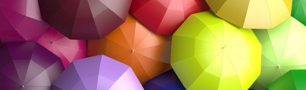 Diversidad. Paraguas de colores. Sombrillas.